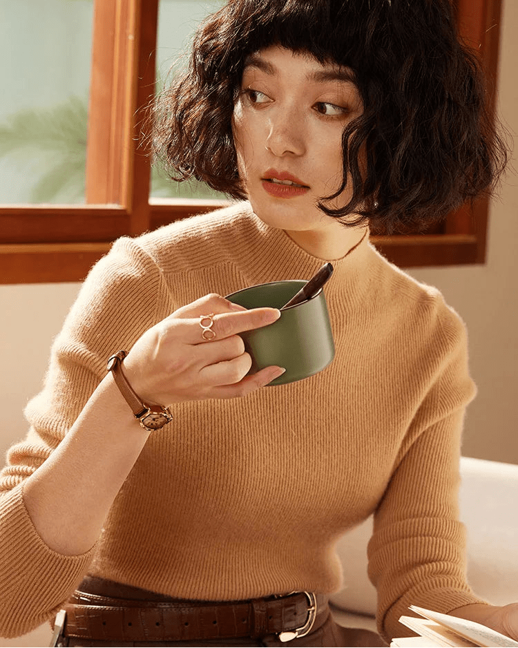 Cashmere Turtleneck Pullover Slim-Fit Knit Sweater