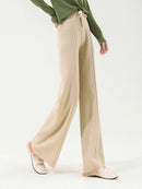 100% Merino Wool Knitted Wide-Leg Pants