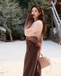Gradient Faux Mink Knit Sweater
