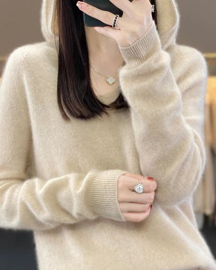 Soft Wool Knit Hooded Pullover Sweater