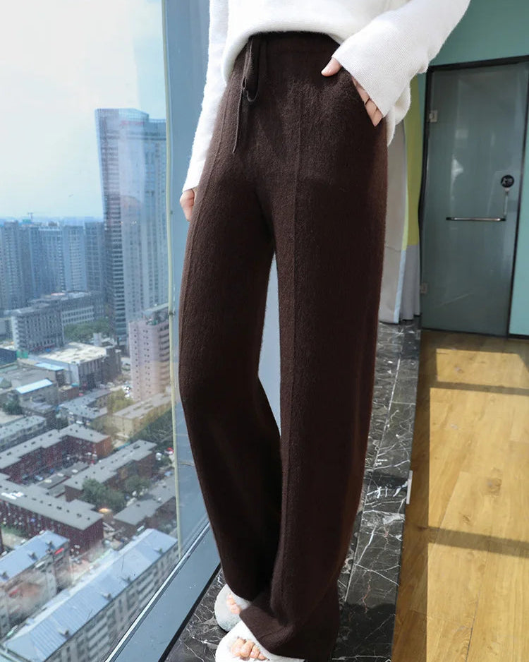 Cashmere Knit Wide Leg Pants
