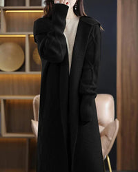 Long Wool Twisted Knit Cardigan Sweater