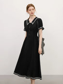 Tencel Linen Short Sleeve Little Black Dress