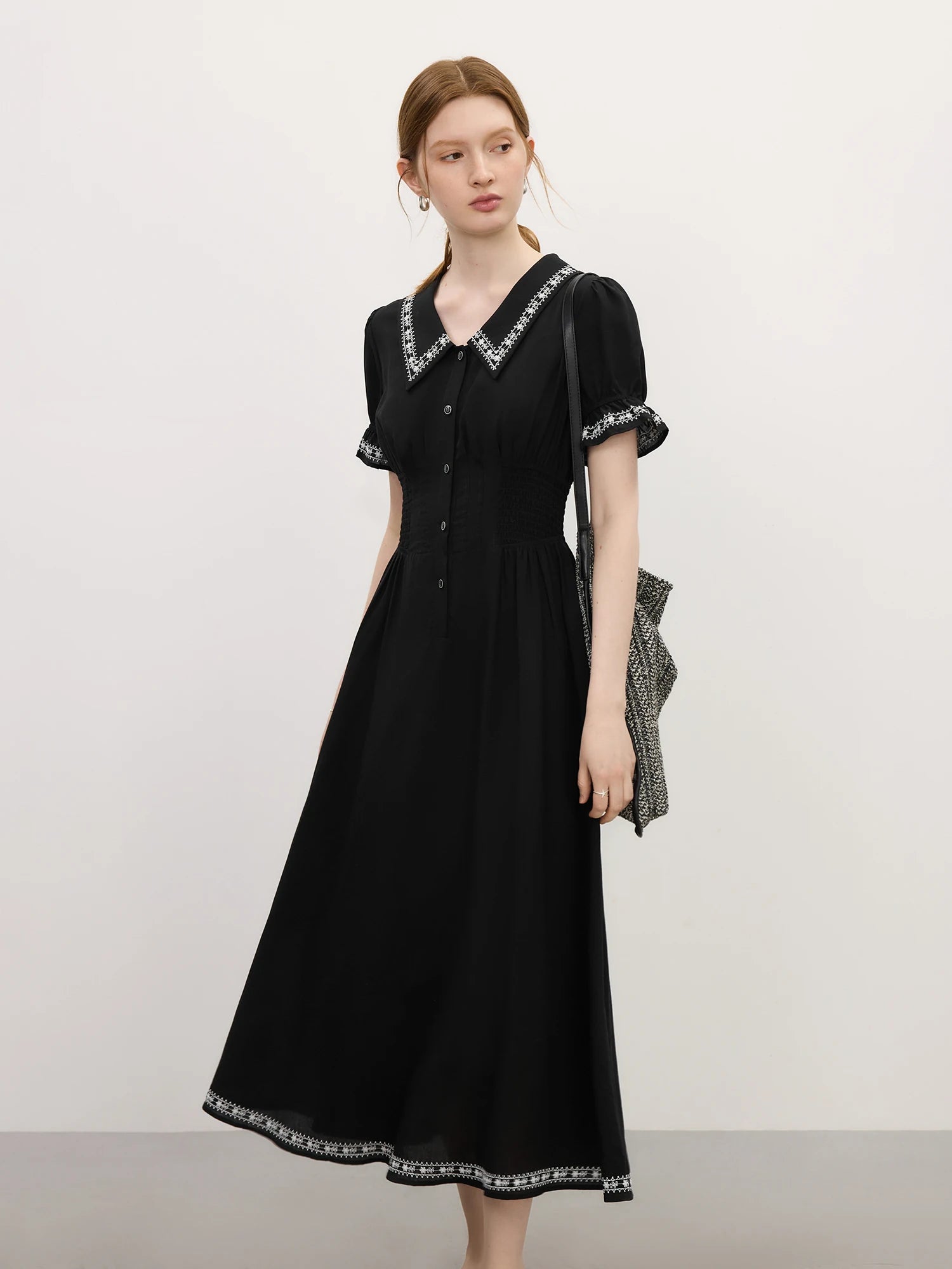 Tencel Linen Short Sleeve Little Black Dress