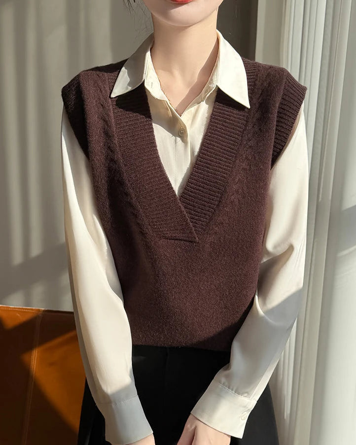 Deep V Neck Wool Vest