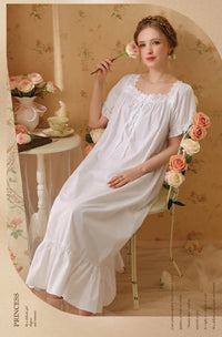 Palace Style Short Sleeve Cotton Pajama Dress