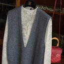 Deep V-Neck Wool Vest
