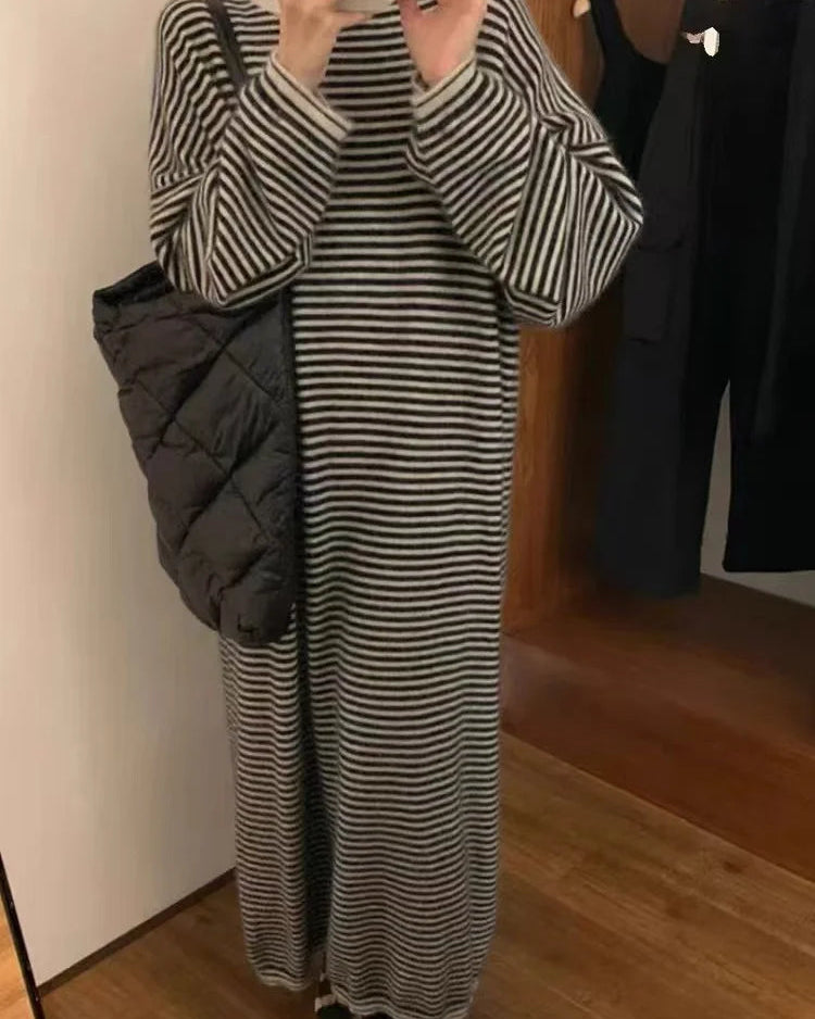 Cashmere Striped Knit Dress