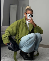 Vintage Stand Collar Suede Outerwear