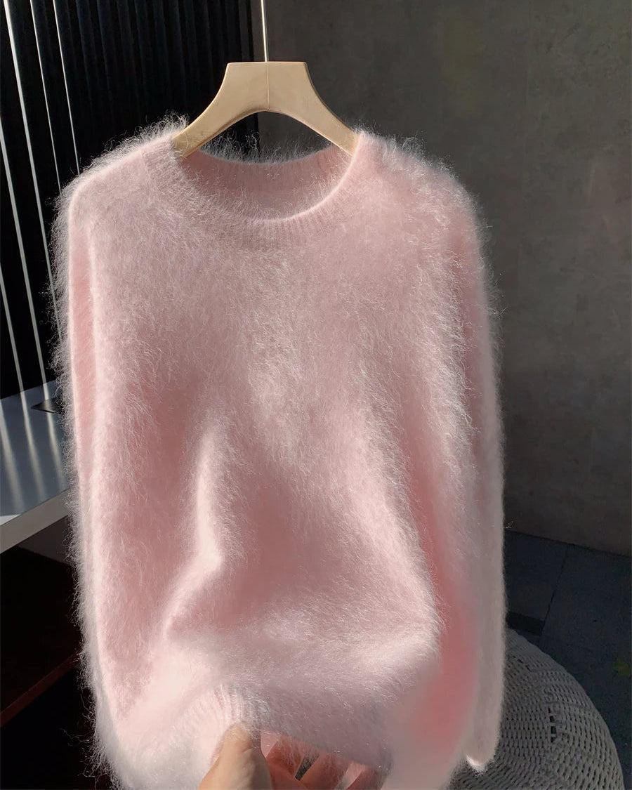 Cashmere Fluffy Round-Neck Pullover