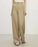Linen Blend High-Waist Wide-Leg Pants