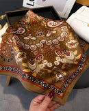 Printed Satin Square Neckerchief Scarf