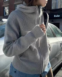 Cashmere Hooded Zip-Up Cardigan