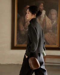 Half High Collar Cashmere Cardigan
