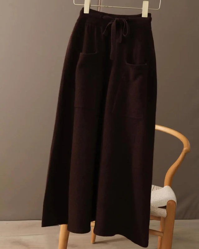 Wool Pocket A-Line Midi Skirt