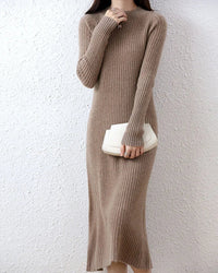 Ribbed Merino Wool Midi Dress