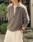 Merino Wool Polo Collar Pullover