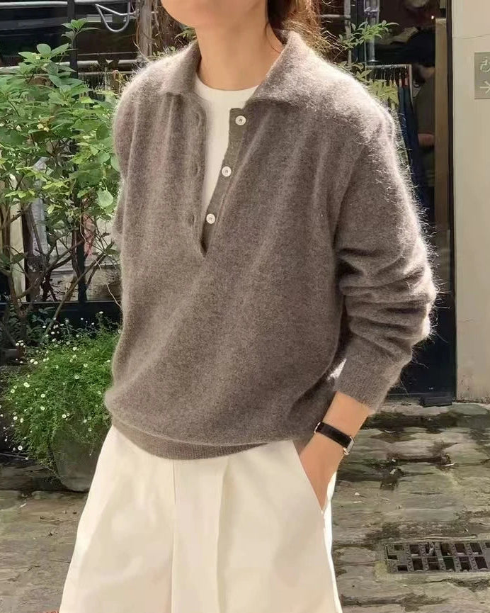 Merino Wool Polo Collar Pullover