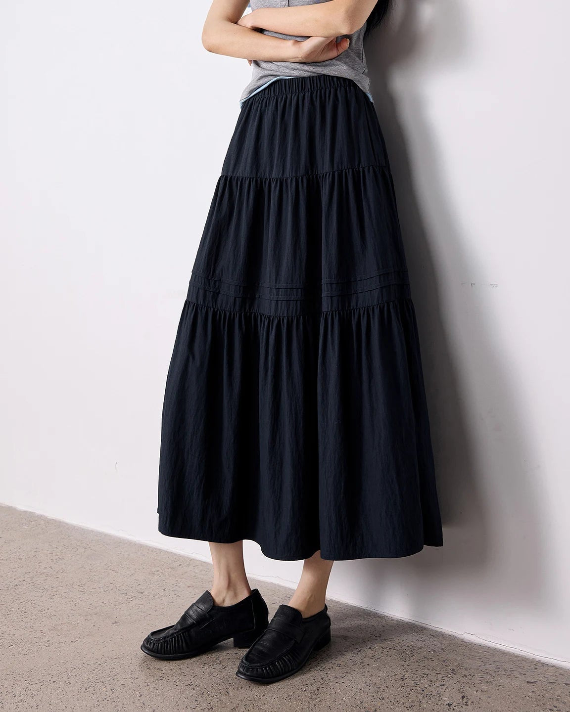 Layered A-Line Midi Cake Skirt