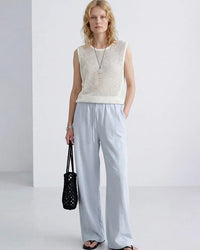 Elastic-Waist Wide-Leg Pants
