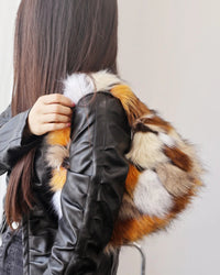 Leopard Faux Fur Baguette Shoulder Bag