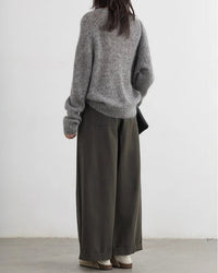 High-Waist Pleated Wide-Leg Casual Trousers