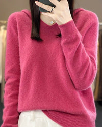 Soft Wool Knit Hooded Pullover Sweater