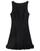 High-End Boat Neck Petal Design Dress