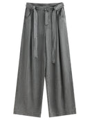 Draped Relaxed Wide-Leg Denim Pants