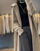 Long Wool Twisted Knit Cardigan Sweater