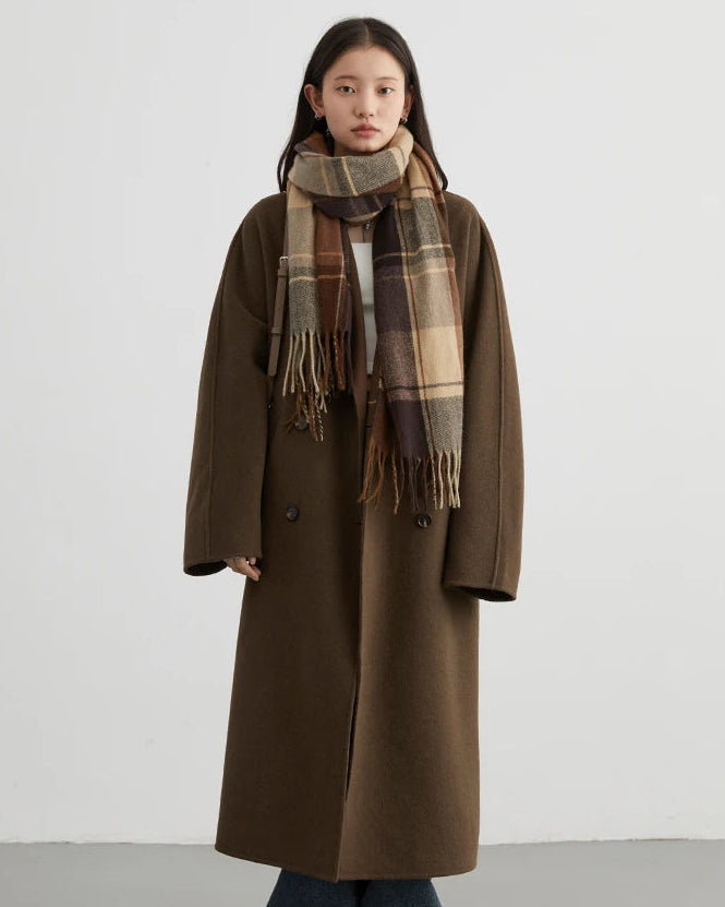 Long Double-Faced Wool Blend Coat
