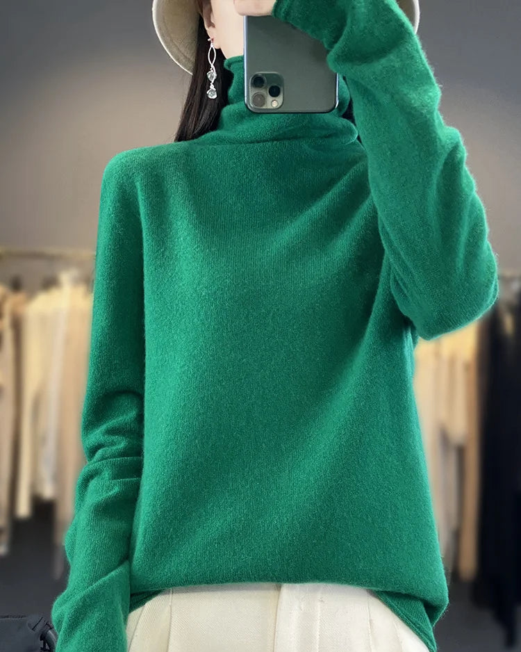 Seamless Merino Wool Turtleneck Sweater