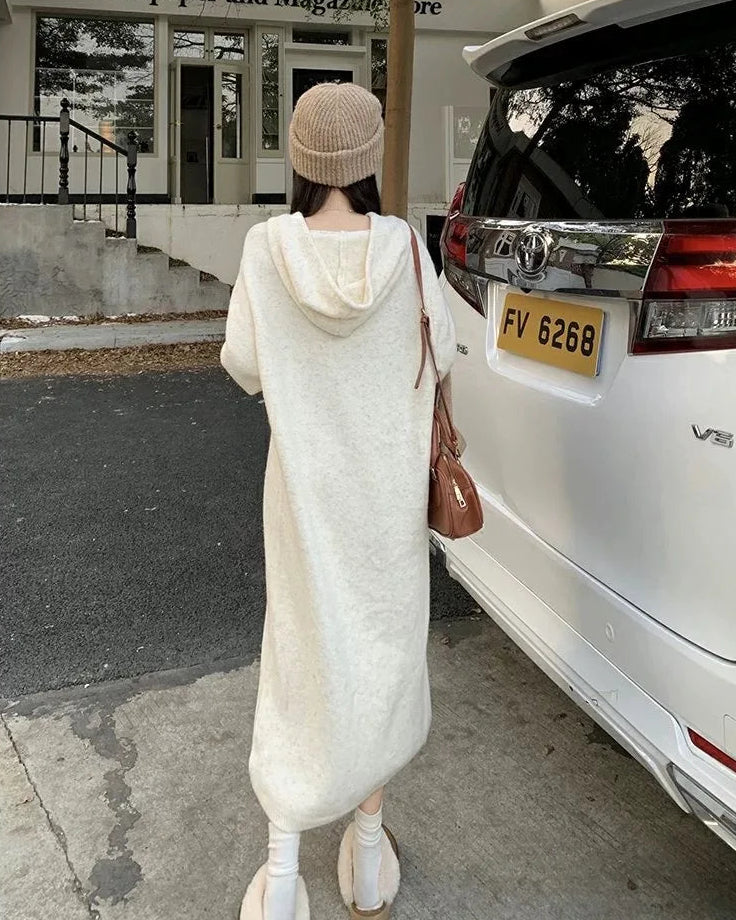 Wool V-Neck Relaxed Knit Dress