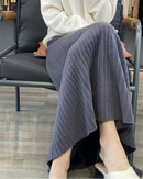 Merino Wool Pleated A-Line Maxi Skirt