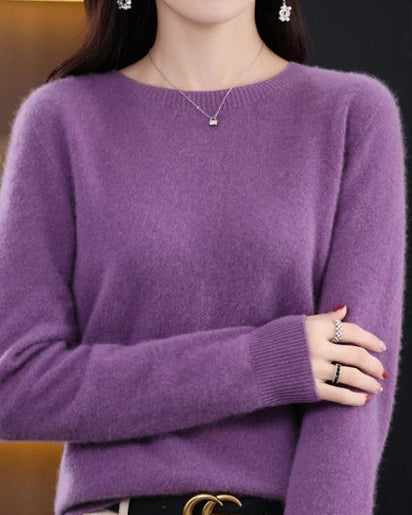 Merino Wool O-Neck Knit Sweater