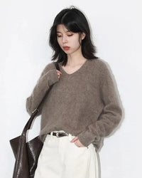 Wool Cashmere V-Neck Pullover