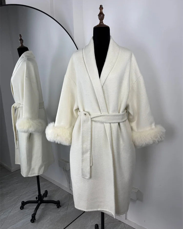 Double-Faced Wool Blend Long Overcoat