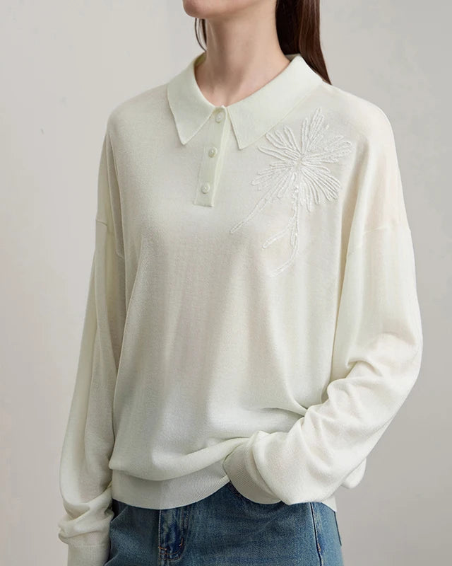 Versatile Collared Loose Pullover Sweater