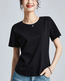 Knitted Mercerized Cotton Crew-Neck T-Shirt