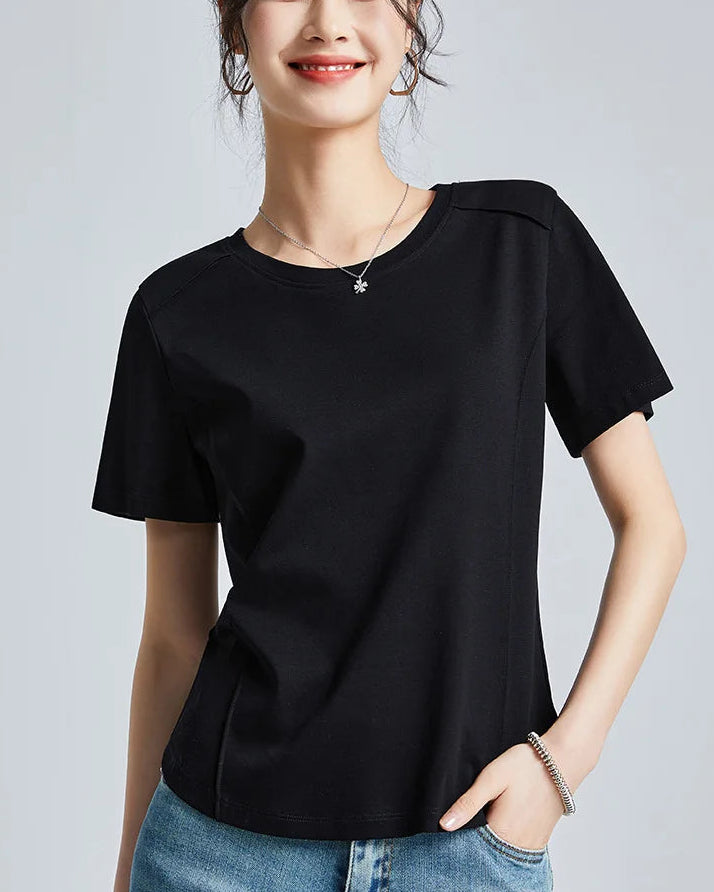 Knitted Mercerized Cotton Crew-Neck T-Shirt