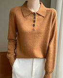 Wool Polo Collar Knitted Pullover Sweater