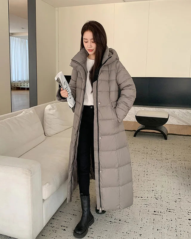 Long Hooded Quilted Puffer Coat