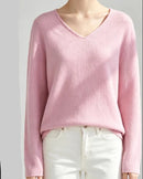 Wool V-Neck Rolled Edge Sweater