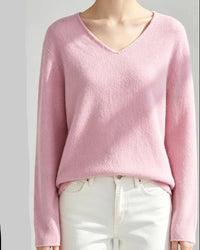 Wool V-Neck Rolled Edge Sweater