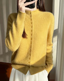 Mock Neck Merino Wool Cardigan