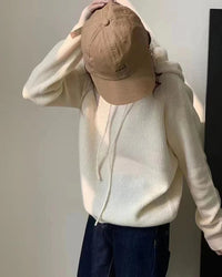 Casual Wool Knit Hoodie Sweater