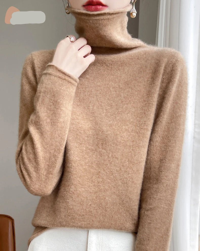 High-Neck Knitted Wool Pullover