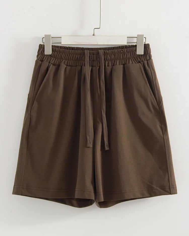 Elastic Waist Cotton Knit Shorts