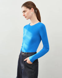Wool Superfine Seamless Crew Neck Sweater