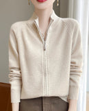 Raglan Merino Wool Zip Cardigan